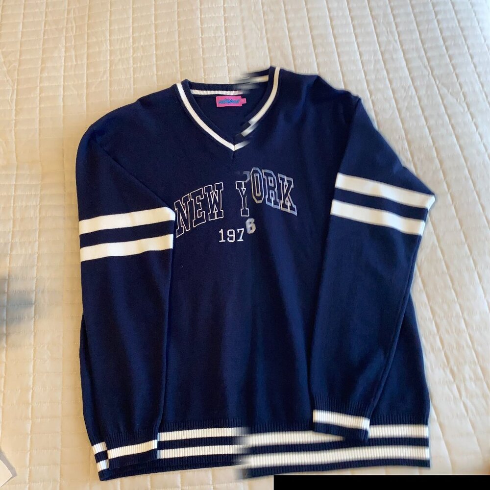 Edikted New York Varsity Pullover - Navey Blue